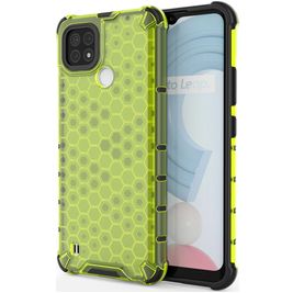 Mobigear Honeycomb Coque Realme C21 Coque arrière Rigide Anti-Chocs - Vert