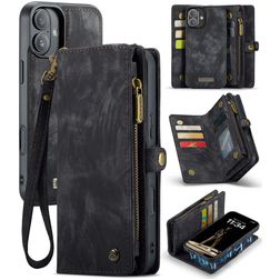 Caseme 008 Housse iPhone 16 Plus Etui avec Coque Détachable Porte-Monnaie - Noir