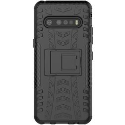 Mobigear Tire Coque LG V60 ThinQ Coque arrière Rigide Anti-Chocs avec Support Amovible - Noir