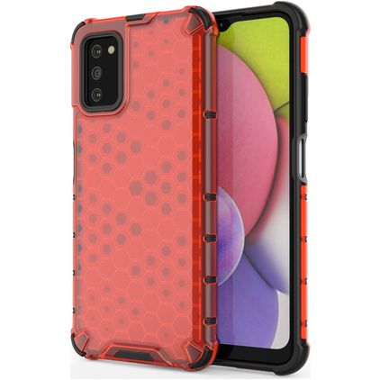 Mobigear Honeycomb Coque Samsung Galaxy A03s Coque arrière Rigide Anti-Chocs - Rouge