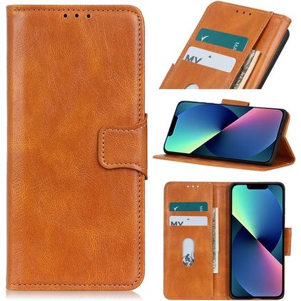 Mobigear Classy Housse iPhone 14 Plus Etui Porte-Monnaie - Cognac