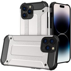 Mobigear Outdoor Coque iPhone 14 Pro Coque arrière Rigide Anti-Chocs - Argent