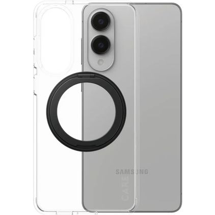 CARE by PanzerGlass Kickstand Samsung Galaxy S25 Edge MagSafe Plastique rigide Coque arrière Antichoc avec béquille - Transparent / Noir