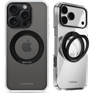 Mobilize 360 Rotating Ring Coque iPhone 15 Pro Max MagSafe Coque arrière Rigide avec Anneau-Support - Noir