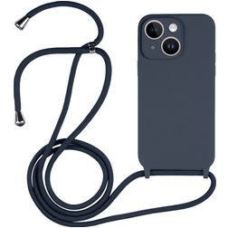 Mobigear Lanyard iPhone 15 Coque avec cordon en Silicone - Dark Blue