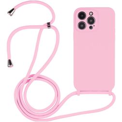 Mobigear Lanyard iPhone 14 Pro Coque avec cordon en Silicone - Rose