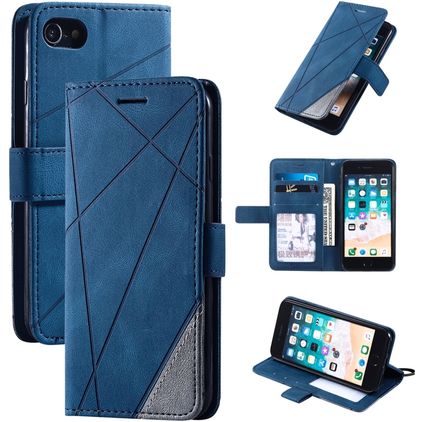 Mobigear Rhombus Housse iPhone SE (2020) Etui Porte-Monnaie - Bleu