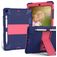 Mobigear ShieldStand Coque iPad 9 (2021) Coque arrière en Plastique rigide,Silicone + Porte-crayon + Support Amovible - Bleu / Rose