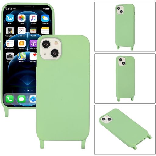 Mobigear Lanyard iPhone 14 Coque avec cordon en Silicone - Vert