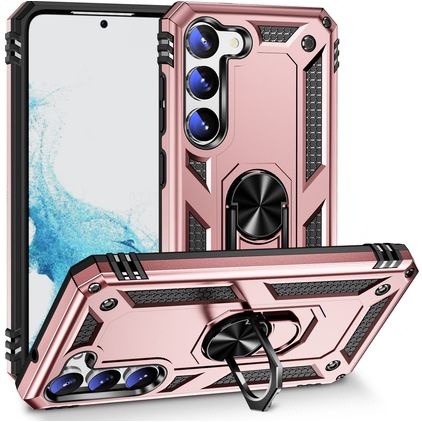 Mobigear Armor Ring Coque Samsung Galaxy S23 Coque arrière Rigide Anti-Chocs avec Anneau-Support - Rose doré