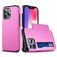 Mobigear Card Coque iPhone 14 Coque arrière Rigide Anti-Chocs avec Porte-Cartes - Rose