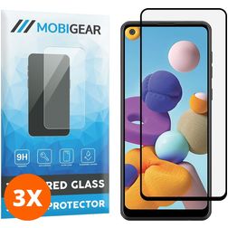Mobigear Premium Samsung Galaxy A21 Verre trempé Protection d'écran - Compatible Coque - Noir (Lot de 3)