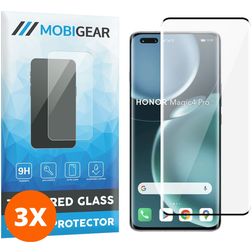 Mobigear Premium HONOR Magic 4 Pro Verre trempé Protection d'écran - Compatible Coque - Noir (Lot de 3)