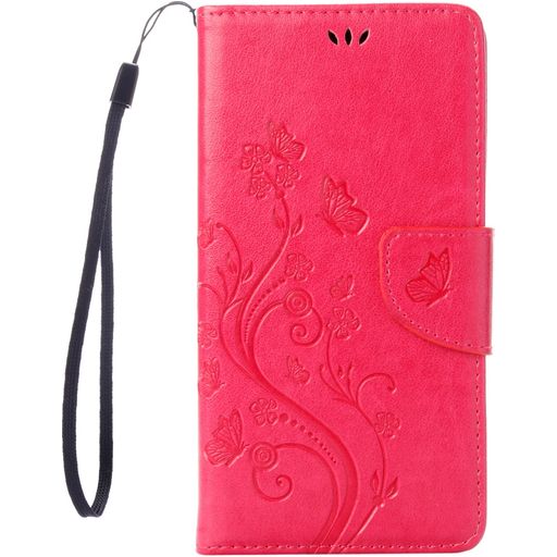 Mobigear Flowers Housse iPhone SE (2020) Etui Porte-Monnaie - Magenta