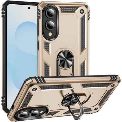 Mobigear Armor Ring Coque Samsung Galaxy S25 Edge Coque arrière Rigide Anti-Chocs avec Anneau-Support - Or