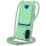 Mobigear Lanyard Card iPhone 16 Plus Coque avec cordon en Silicone et Porte-Cartes - Vert
