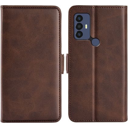 Mobigear Slim Magnet Housse TCL 305 Etui Porte-Monnaie - Marron