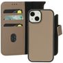 Mobiparts Housse iPhone 15 MagSafe Etui avec Coque Détachable en Cuir Véritable Porte-Monnaie - Taupe