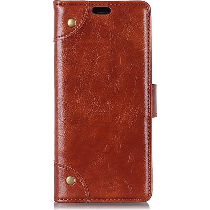 Mobigear Ranch Housse Motorola One Power Etui Porte-Monnaie - Marron
