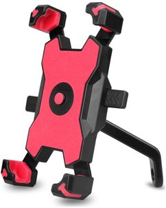 Mobigear PushHold Support Moto Rétroviseur Pince Universel - Rouge