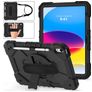 Mobigear SureGrip Xtreme Coque iPad 11 (2025) Coque arrière en Plastique rigide,Silicone + Bandoulière + Support Amovible - Noir