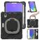 Mobigear RingGuard Coque iPad Mini 6 (2021) Coque arrière en Plastique rigide,Silicone + Porte-crayon + Bandoulière + Support Amovible - Noir