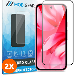 Mobigear Premium Google Pixel 9a Verre trempé Protection d'écran - Compatible Coque - Noir (Lot de 2)