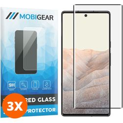 Mobigear Premium Google Pixel 6 Pro Verre trempé Protection d'écran - Compatible Coque - Noir (Lot de 3)