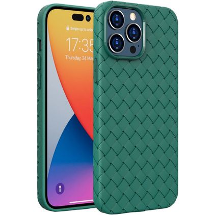 Mobigear Woven Coque iPhone 14 Pro Coque arrière en TPU Souple - Vert