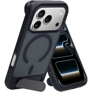 Mobiparts Hardcover Coque iPhone 17 Pro MagSafe Coque arrière Rigide avec Support Amovible - Satin Black