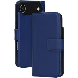 Mobiparts Wallet Housse iPhone Air MagSafe Etui en Cuir Véritable Porte-Monnaie - Bleu