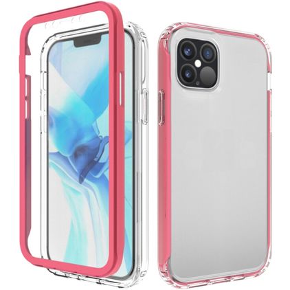 Mobigear Two-Layer iPhone 12 Pro Max Plastique rigide Coque arrière Antichoc - Transparent / Rouge