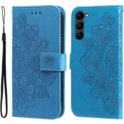 Mobigear Flowers Housse Samsung Galaxy S23 Etui Porte-Monnaie - Bleu