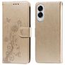 Mobigear Flowers Housse Samsung Galaxy S25 Edge Etui Porte-Monnaie - Or