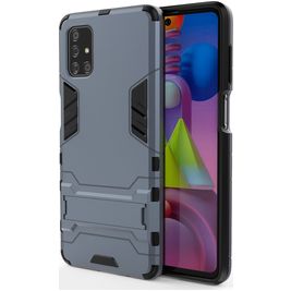 Mobigear Armor Stand Coque Samsung Galaxy M51 Coque arrière Rigide Anti-Chocs avec Support Amovible - Bleu