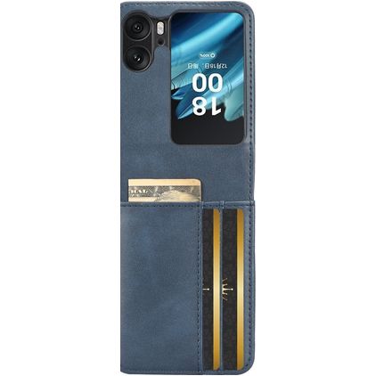 Mobigear Excellent Wallet Coque OPPO Find N2 Flip Coque arrière Rigide - Bleu
