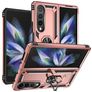 Mobigear Armor Ring Coque Samsung Galaxy Z Fold 4 Coque arrière Rigide Anti-Chocs avec Anneau-Support - Rose doré