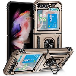 Mobigear Armor Ring Samsung Galaxy Z Flip 5 Plastique rigide Coque arrière Antichoc avec bague de maintien - Or