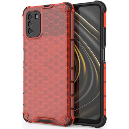 Mobigear Honeycomb Coque POCO M3 Coque arrière Rigide Anti-Chocs - Rouge