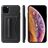 Fierre Shann Card Pocket Coque iPhone 11 Pro Coque arrière avec Porte-Cartes et Support Amovible - Noir