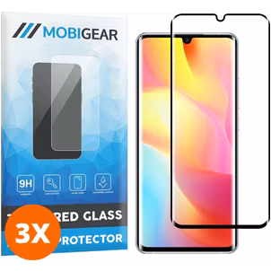 Mobigear Premium Xiaomi Mi Note 10 Lite Verre trempé Protection d'écran - Compatible Coque - Noir (Lot de 3)