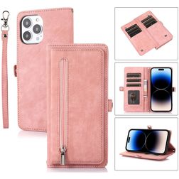 Mobigear Zipper Housse iPhone 14 Pro Etui Porte-Monnaie - Rose doré