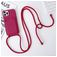 Mobigear Lanyard Card iPhone 15 Pro Max Coque avec cordon en Silicone et Porte-Cartes - Bordeaux