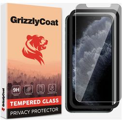 GrizzlyCoat Easy Fit AntiSpy iPhone 11 Pro Max Verre trempé Protection d'écran Confidentialité - Compatible Coque + Cadre d'installation
