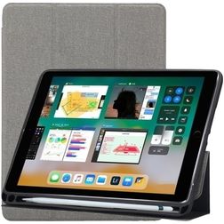 Mobigear Tri-Fold Gel Coque iPad 6 (2018) Etui en TPU,Similicuir + Porte-crayon - Gris