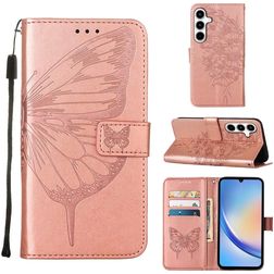 Mobigear Butterfly Housse Samsung Galaxy A35 Etui Porte-Monnaie - Rose doré