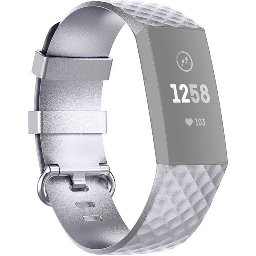 Mobigear Cross Bracelet Silicone Fitbit Charge 4 Fermeture boucle ardillon - Argent