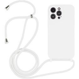 Mobigear Lanyard iPhone 14 Pro Coque avec cordon en Silicone - Blanc