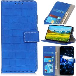 Mobigear Croco Housse iPhone SE (2022) Etui Porte-Monnaie - Bleu
