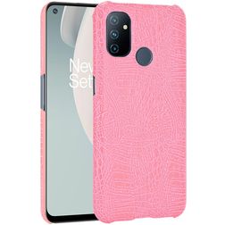 Mobigear Croco Coque OnePlus Nord N100 Coque arrière Rigide - Rose